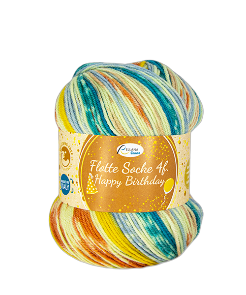 Rellana Flotte Socke 4f Happy Birthday – Feestelijk sokkengaren voor elk project 🎉