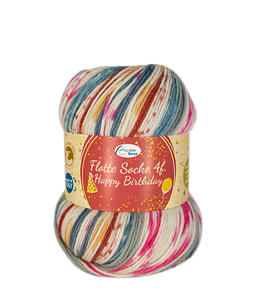 Rellana Flotte Socke 4f Happy Birthday – Feestelijk sokkengaren voor elk project 🎉