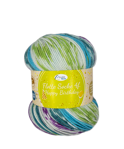 Rellana Flotte Socke 4f Happy Birthday – Feestelijk sokkengaren voor elk project 🎉