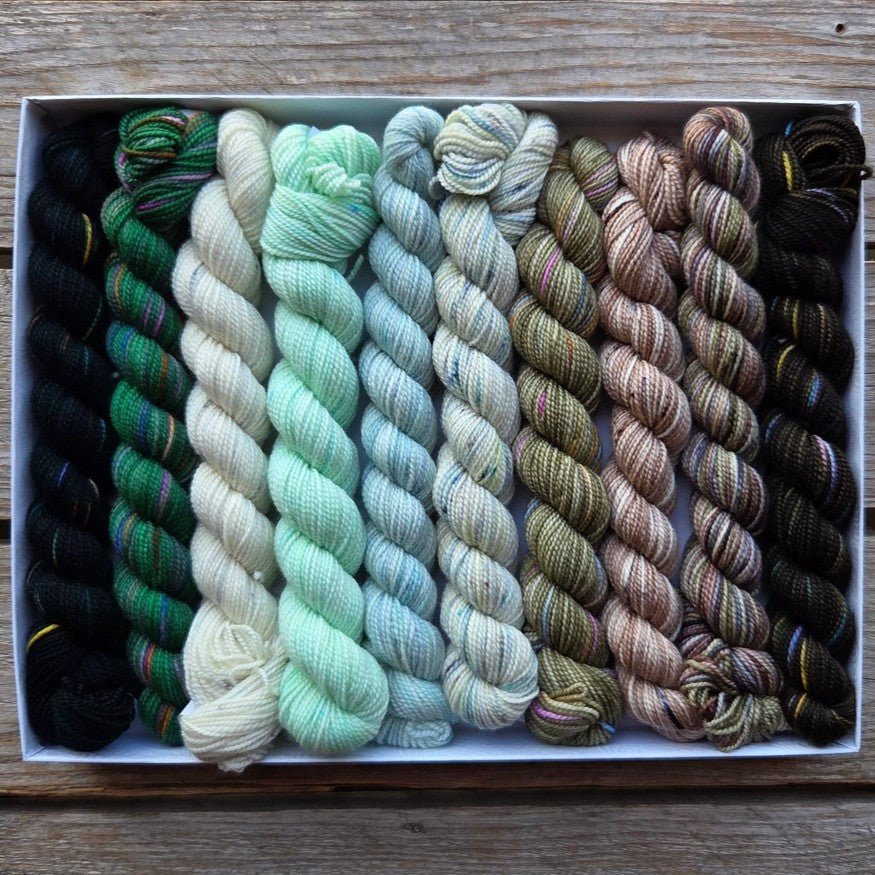 Koigu Wool Designs Holiday Pencil Boxes - set van 10 gekleurde wolstrengen: Snowy Pines