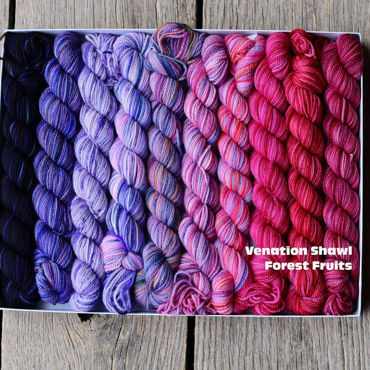 Koigu Wool Designs Venation sjaal kit - pencil box x Ambah: Forest Fruits